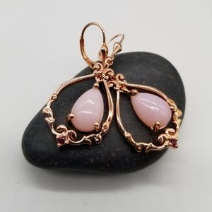 Peruvian, Pink Opal. Earrings.